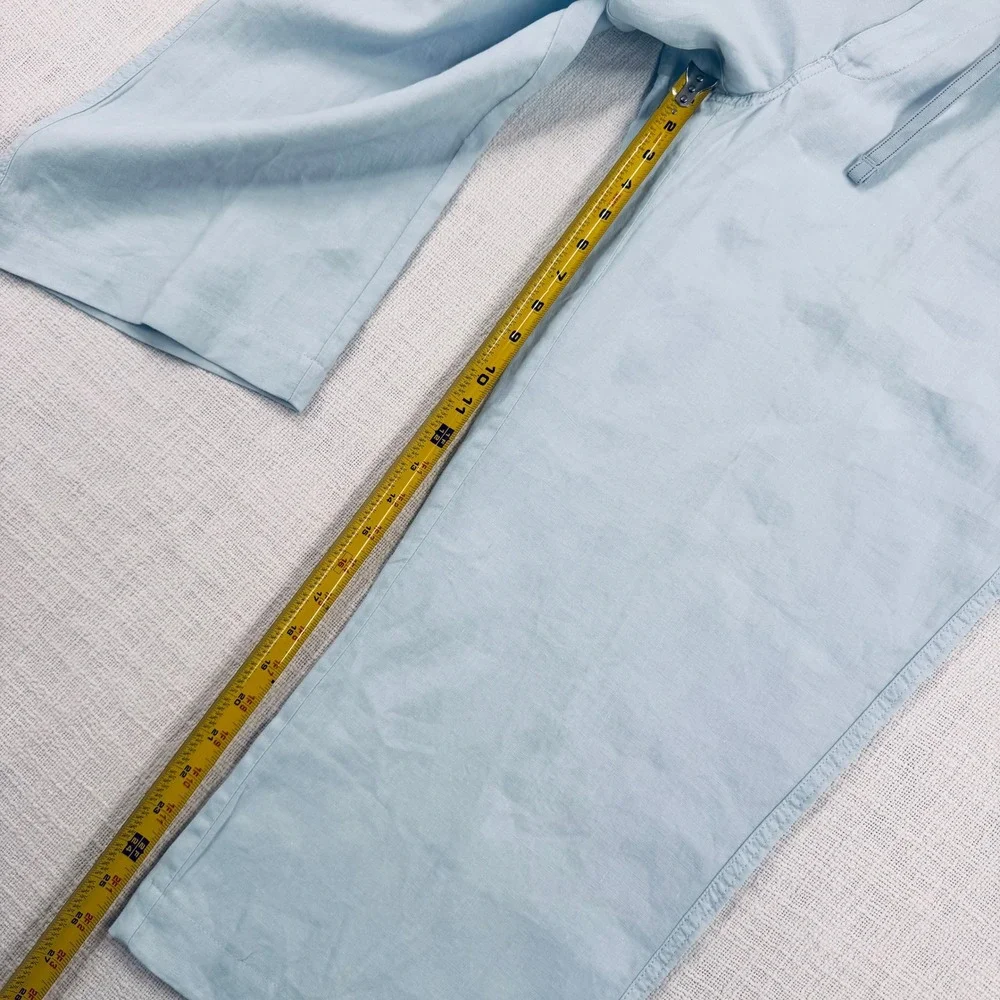 Caribbean Mens Light Blue 100% Linen Drawstring Straight Leg Pants 40x32